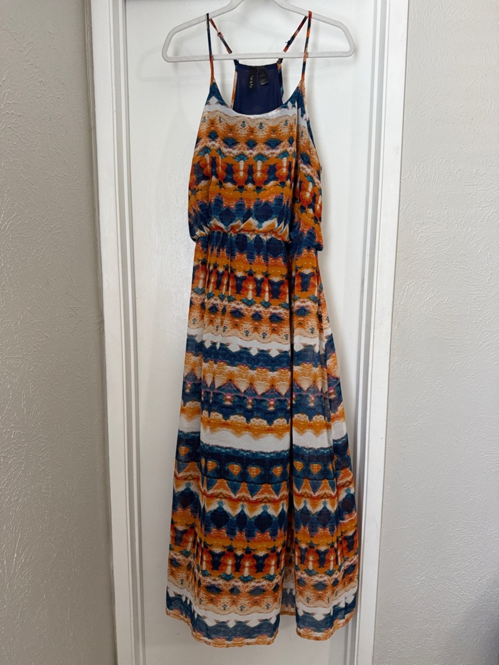 Fun & Flirt Multicolor Striped Maxi Dress - Blue, Orange, White